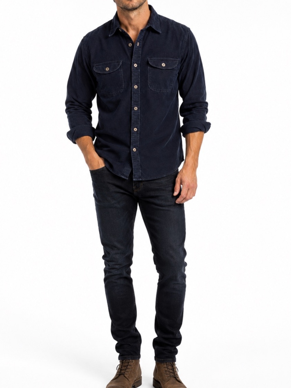 J. Crew black corduroy button up size medium